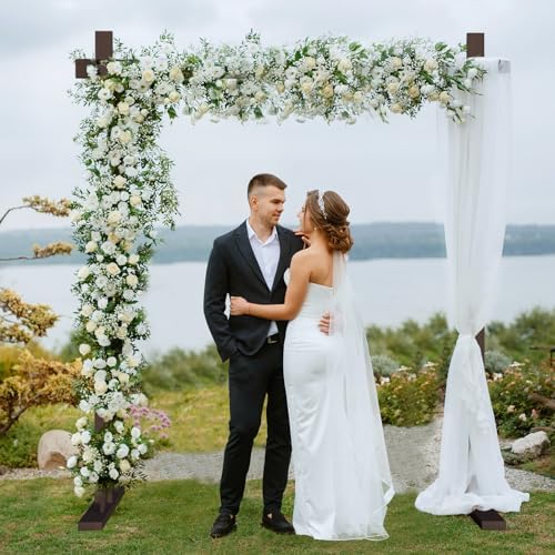 7.48FT Wooden Wedding Arch Frame, Wood Square Arch Backdrop Stand Wedding Arbor for Ceremony and Outdoor Lawn, alternate view