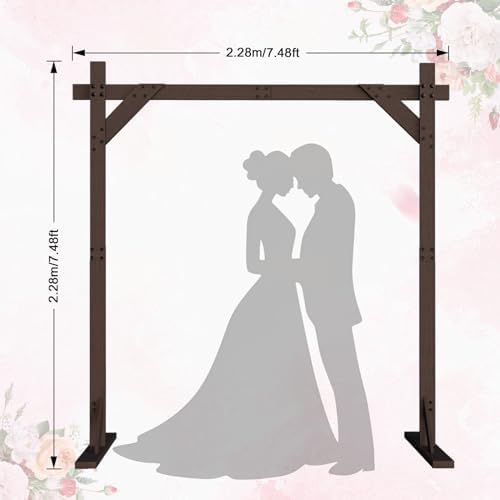 7.48FT Wooden Wedding Arch Frame, Wood Square Arch Backdrop Stand Wedding Arbor for Ceremony and Outdoor Lawn, alternate view