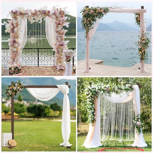 7.48FT Wooden Wedding Arch Frame, Wood Square Arch Backdrop Stand Wedding Arbor for Ceremony and Outdoor Lawn, alternate view