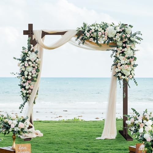 7.48FT Wooden Wedding Arch Frame, Wood Square Arch Backdrop Stand Wedding Arbor for Ceremony and Outdoor Lawn, alternate view