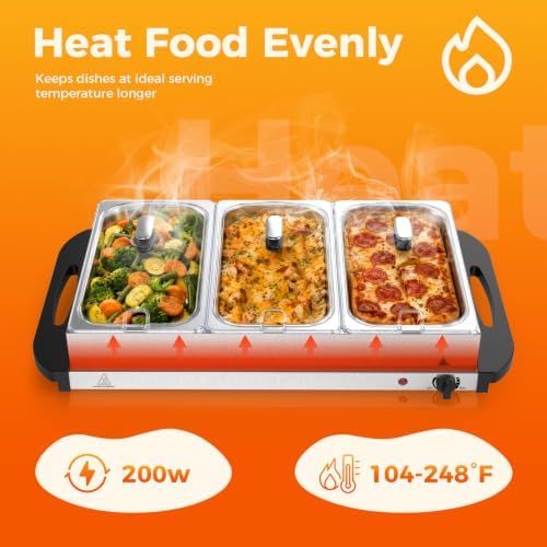 7.5 Qt Buffet Server, Electric Food Warmer with Lids, Silver in Silver, alternate view 4
