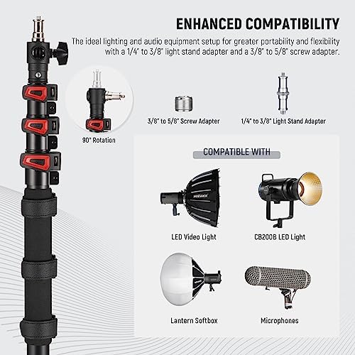 7.5ft/230cm Boom Pole Stand, Portable Telescopic Aluminum, MS-230C, alternate view 5