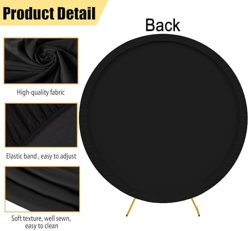 7.5FT Black Round Backdrop Cover, Circle Arch Backgound Stand Cover, alternate view 3