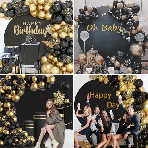 7.5FT Black Round Backdrop Cover, Circle Arch Backgound Stand Cover, alternate view 6