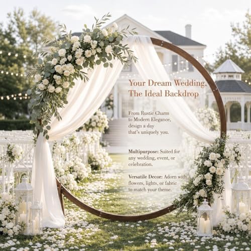 7.5FT Circle Wood Arch for Wedding Ceremony Arbor Backdrop Stand for Garden Wedding Parties, alternate view 3