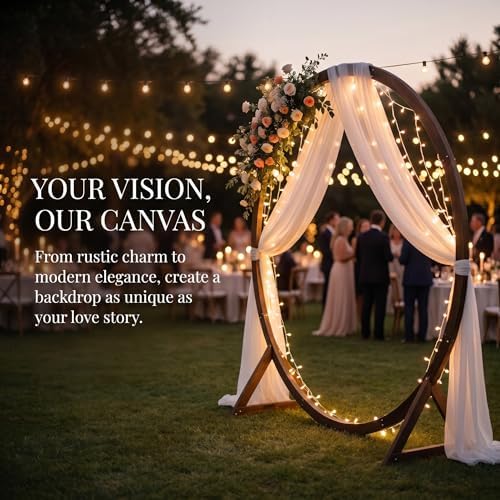 7.5FT Circle Wood Arch for Wedding Ceremony Arbor Backdrop Stand for Garden Wedding Parties, alternate view 5