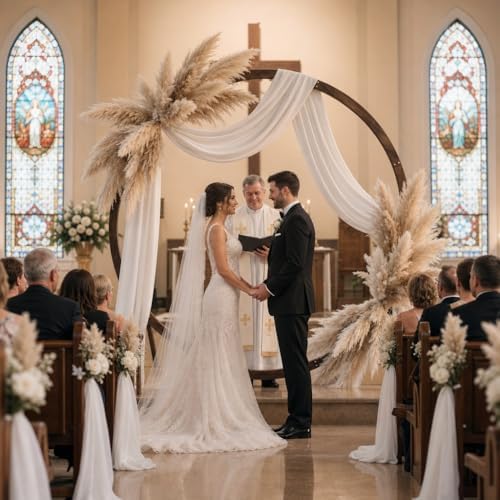 7.5FT Circle Wood Arch for Wedding Ceremony Arbor Backdrop Stand for Garden Wedding Parties, alternate view 7