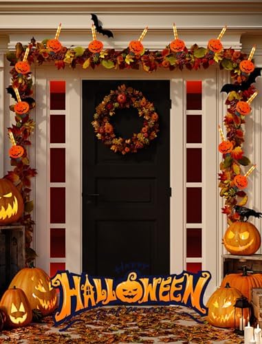 7.5FT Halloween Pumpkin Bubble String Lights Outdoor, 8 LED Jack O' Lantern Bubble Lights, Plug-in Halloween, alternate view