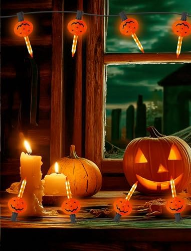 7.5FT Halloween Pumpkin Bubble String Lights Outdoor, 8 LED Jack O' Lantern Bubble Lights, Plug-in Halloween, alternate view