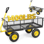 7.7 Cu Ft Steel Garden Cart, 1400 lb Capacity, Towable Handle