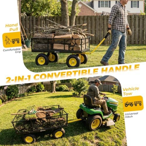7.7 Cu Ft Steel Garden Cart, 1400 lb Capacity, Towable Handle, alternate view 7