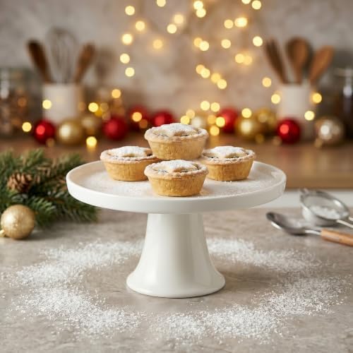 7.8" White Small Cake Stand Ceramic Cake Holder Round Dessert Stand for Cupcake Cookie Pie Muffin Fruit, Cake
