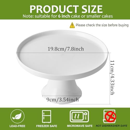 7.8" White Small Cake Stand Ceramic Cake Holder Round Dessert Stand for Cupcake Cookie Pie Muffin Fruit, Cake, alternate view