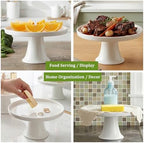 7.8" White Small Cake Stand Ceramic Cake Holder Round Dessert Stand for Cupcake Cookie Pie Muffin Fruit, Cake, alternate view