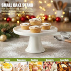 7.8" White Small Cake Stand Ceramic Cake Holder Round Dessert Stand for Cupcake Cookie Pie Muffin Fruit, Cake, alternate view