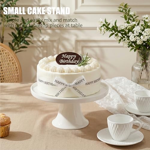 7.8" White Small Cake Stand Ceramic Cake Holder Round Dessert Stand for Cupcake Cookie Pie Muffin Fruit, Cake, alternate view