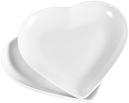 7.87" Heart Plates Ceramic Serving Platters Appetizer & Dessert Plate Set of 2 for Home Restaurant Hotel Kitchen