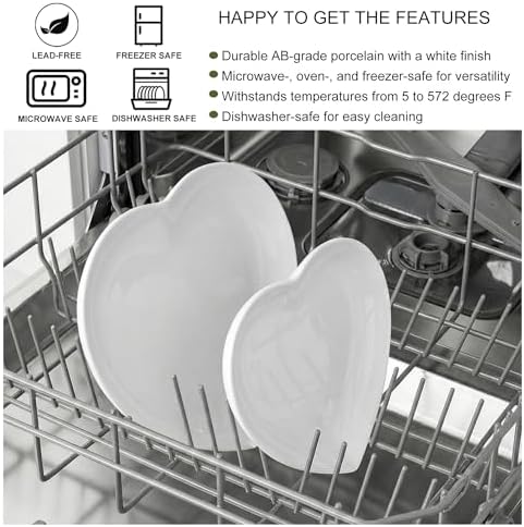 7.87" Heart Plates Ceramic Serving Platters Appetizer & Dessert Plate Set of 2 for Home Restaurant Hotel Kitchen, alternate