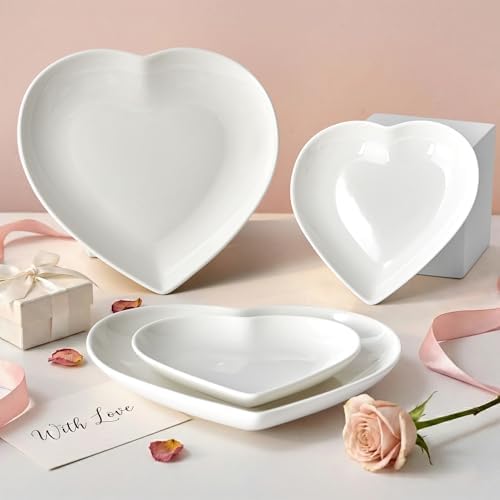 7.87" Heart Plates Ceramic Serving Platters Appetizer & Dessert Plate Set of 2 for Home Restaurant Hotel Kitchen, alternate
