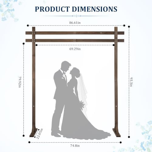 7.8FT Wooden Wedding Arch, Square-Shaped Wooden Arch Backdrop Stand, for Ceremony, Wedding, Party, Garden Beach, alternate