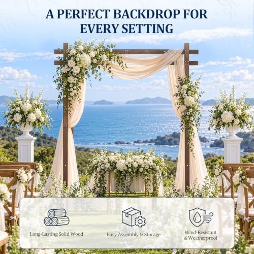 7.8FT Wooden Wedding Arch, Square-Shaped Wooden Arch Backdrop Stand, for Ceremony, Wedding, Party, Garden Beach, alternate