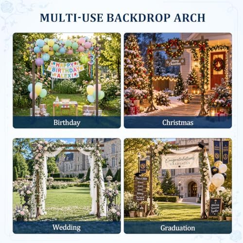 7.8FT Wooden Wedding Arch, Square-Shaped Wooden Arch Backdrop Stand, for Ceremony, Wedding, Party, Garden Beach, alternate
