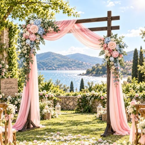 7.8FT Wooden Wedding Arch, Square-Shaped Wooden Arch Backdrop Stand, for Ceremony, Wedding, Party, Garden Beach, alternate