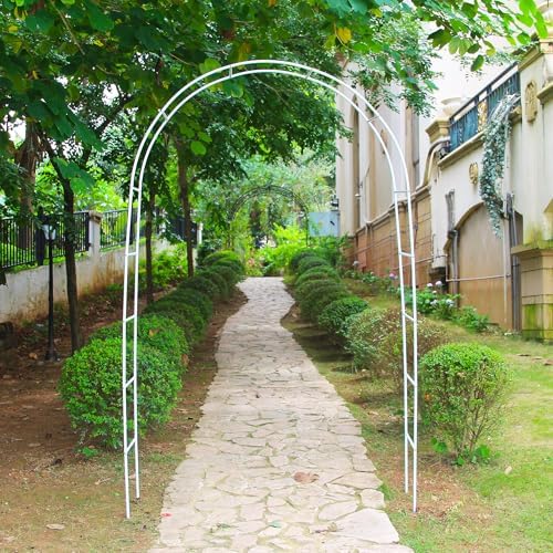 7.9 Ft H x 4.6 Ft W White Metal Pergola Arbor for Various Climbing Plant Wedding Garden Arch Bridal Party, alternate view 3