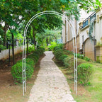 7.9 Ft H x 4.6 Ft W White Metal Pergola Arbor for Various Climbing Plant Wedding Garden Arch Bridal Party, alternate view 3