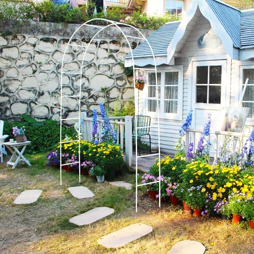 7.9 Ft H x 4.6 Ft W White Metal Pergola Arbor for Various Climbing Plant Wedding Garden Arch Bridal Party, alternate view 4