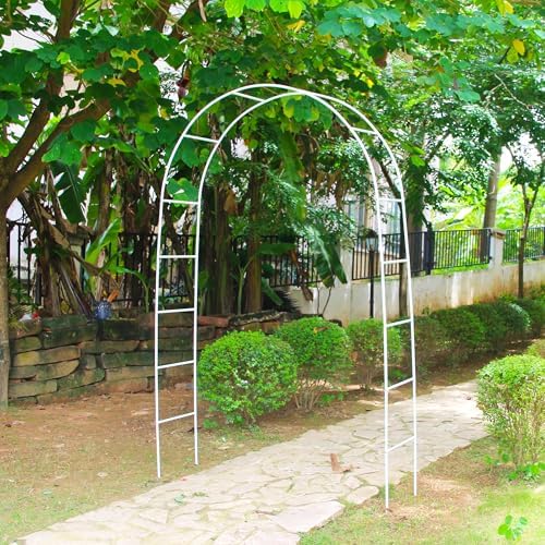 7.9 Ft H x 4.6 Ft W White Metal Pergola Arbor for Various Climbing Plant Wedding Garden Arch Bridal Party, alternate view 6