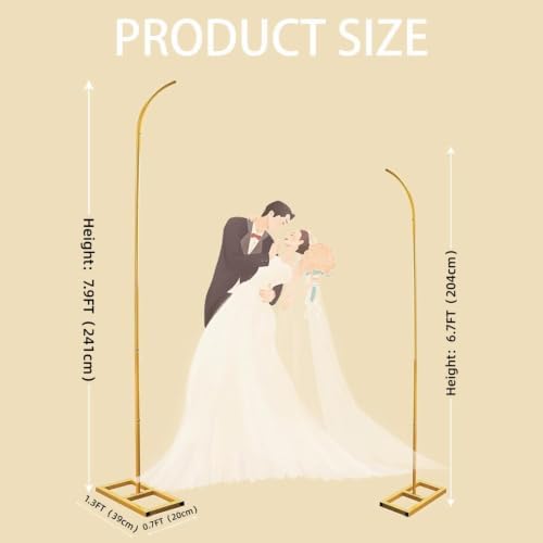 7.9FT&6.7FT Half Balloon Arch Stand, Wedding Arch Backdrop Stand with Base, alternate view 2
