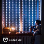 7.9ft x 6ft Curtain Lights Solar with Timer, 144 LED Outdoor Curtain Lights, alternate view 5