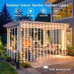 7.9ft x 6ft Curtain Lights Solar with Timer, 144 LED Outdoor Curtain Lights, alternate view 7