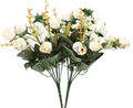7 Branch 21 Mini Rose Heads Artificial Flowers Bouquet Wedding Home Office Decor, Pack of 2 (2 PCS Champagne)