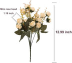 7 Branch 21 Mini Rose Heads Artificial Flowers Bouquet Wedding Home Office Decor, Pack of 2 (2 PCS Champagne), alternate view