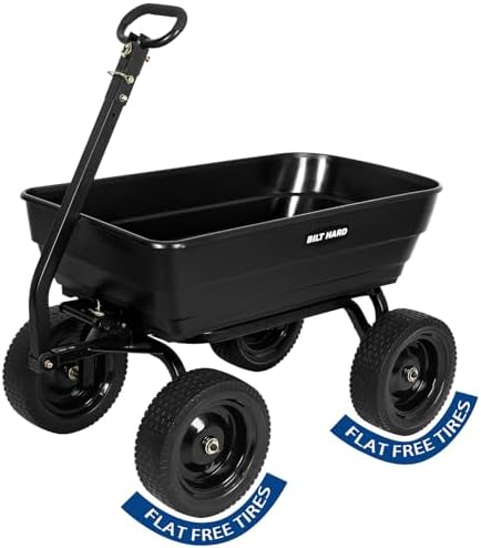 7 Cu Ft Poly Garden Dump Cart 1200 lbs with No Flat Tires, Quick Release, 2-in-1 Convertible Handle, Dump Wagon