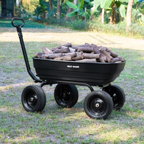 7 Cu Ft Poly Garden Dump Cart 1200 lbs with No Flat Tires, Quick Release, 2-in-1 Convertible Handle, Dump Wagon, alternate