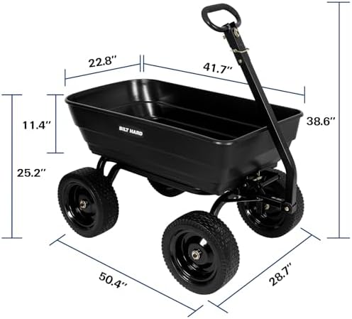 7 Cu Ft Poly Garden Dump Cart 1200 lbs with No Flat Tires, Quick Release, 2-in-1 Convertible Handle, Dump Wagon, alternate
