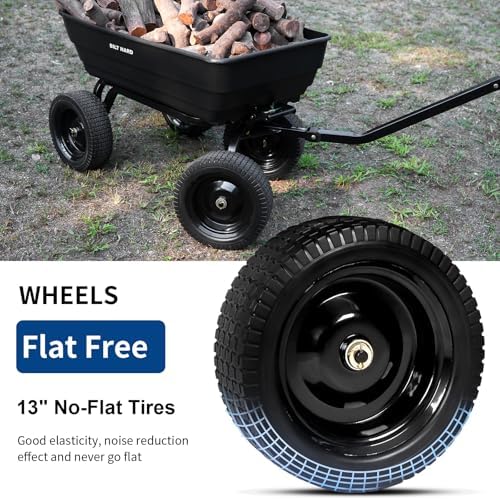 7 Cu Ft Poly Garden Dump Cart 1200 lbs with No Flat Tires, Quick Release, 2-in-1 Convertible Handle, Dump Wagon, alternate