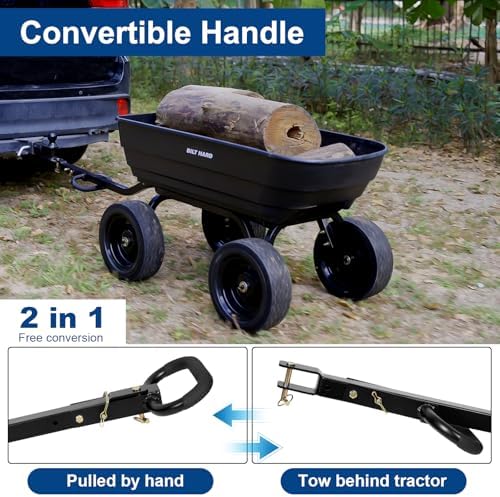 7 Cu Ft Poly Garden Dump Cart 1200 lbs with No Flat Tires, Quick Release, 2-in-1 Convertible Handle, Dump Wagon, alternate