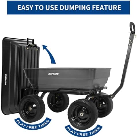 7 Cu Ft Poly Garden Dump Cart 1200 lbs with No Flat Tires, Quick Release, 2-in-1 Convertible Handle, Dump Wagon, alternate