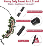 7 Ft Round Wedding Arch Stand with Metal Base, Black in Black, alternate view 3