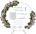 7 Ft Round Wedding Arch Stand with Metal Base, White in White
