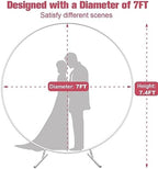 7 Ft Round Wedding Arch Stand with Metal Base, White in White, alternate view 2