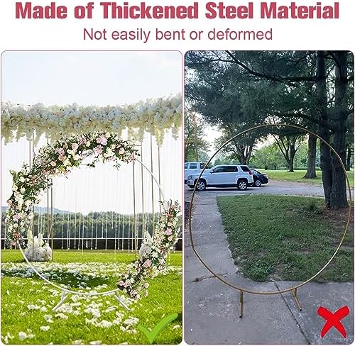 7 Ft Round Wedding Arch Stand with Metal Base, White in White, alternate view 5