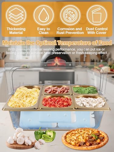 7 Grids Stainless Steel Topping Containers with Flip Lids (Gold) in Golden Flip Cover, alternate view 4