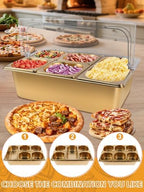 7 Grids Stainless Steel Topping Containers with Flip Lids (Gold) in Golden Flip Cover, alternate view 5