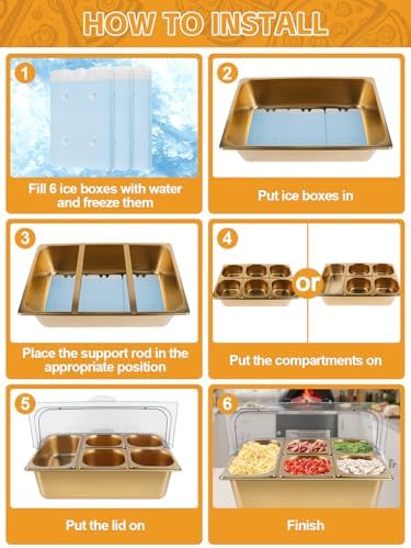 7 Grids Stainless Steel Topping Containers with Flip Lids (Gold) in Golden Flip Cover, alternate view 6