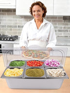 7 Grids Stainless Steel Topping Containers with Flip Lids in Silver Flip Cover, alternate view 2